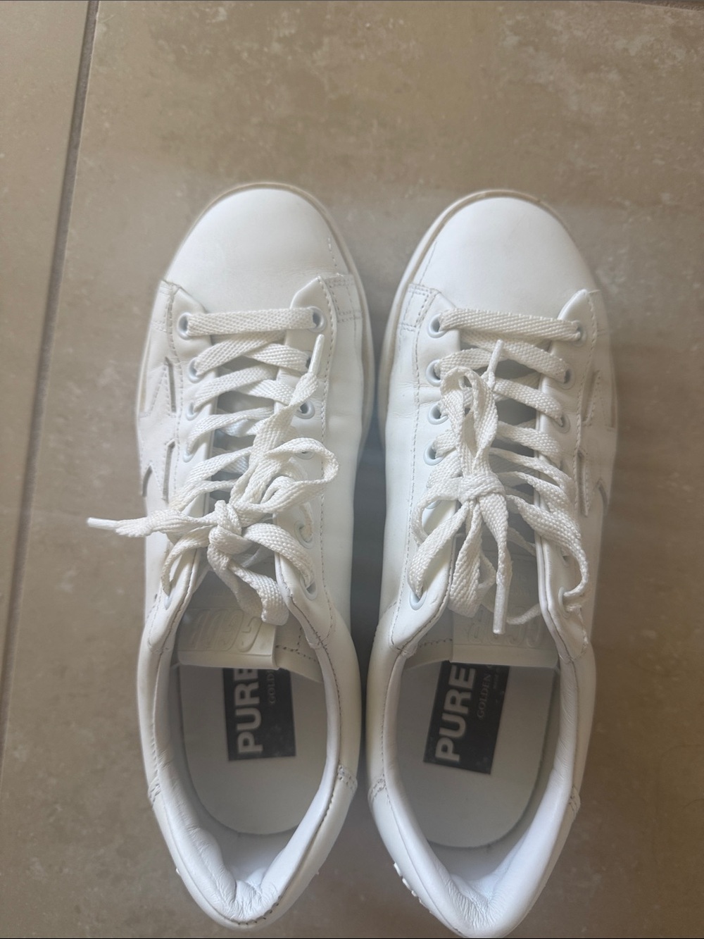 Golden Goose White Leather Low-Top Sneakers with Embossed Logo - Picture 2 of 4